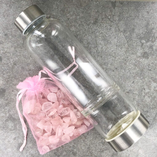 Rose Quartz | Glass Water Bottle | Sacred Earth Crystals | Wholesale Crystals | Brisbane | Australia