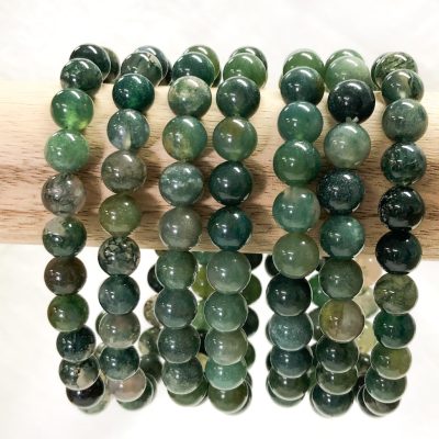 Green Moss Agate | 8mm Round Bead Bracelet | Sacred Earth Crystals | Wholesale Crystals | Brisbane | Australia