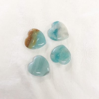 Amazonite | Pack of 4 25mm Hearts | Sacred Earth Crystals | Wholesale Crystals | Brisbane | Australia