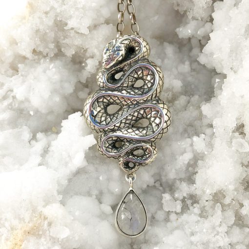 Rainbow Moonstone | Hand Crafted Wind Snake | Stirling Silver Pendant | Sacred Earth Crystals | Wholesale Crystals | Brisbane | Australia