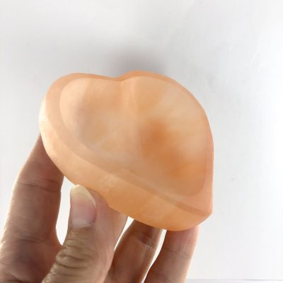 Peach Selenite | 7cm Heart Bowl | Sacred Earth Crystals | Wholesale Crystals | Brisbane | Australia