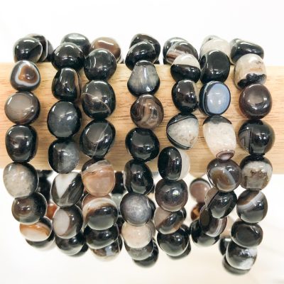 Black Agate | Tumble Bead Bracelet | Sacred Earth Crystals | Wholesale Crystals | Brisbane | Australia